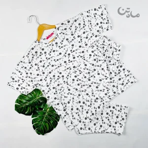 ست تیشرت وشلوار نخ پنبه طرح گل22