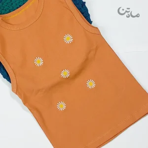 تاب پارچه کبریتی زنانه گلدوزی شده مدل گل بابونه