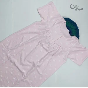 پیراهن نخ پنبه مدل پاپیون صورتی روشن2