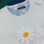 ست تیشرت و شلوار نخ پنبه مدل گل و پروانه برجسته